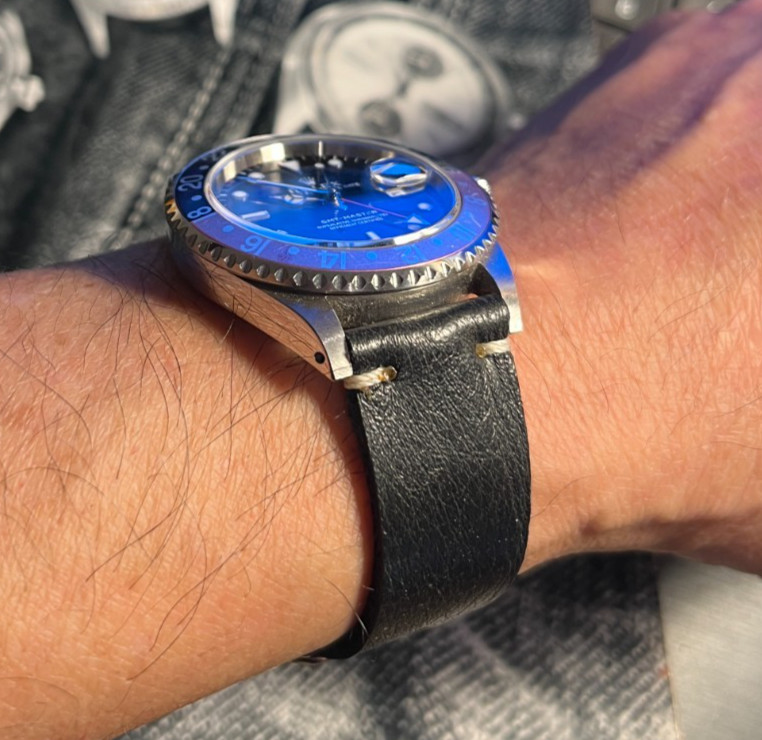 Silver Buckle To Fit Rolex,Swiss Made with H/M Italian Leather/Suede Watch Strap