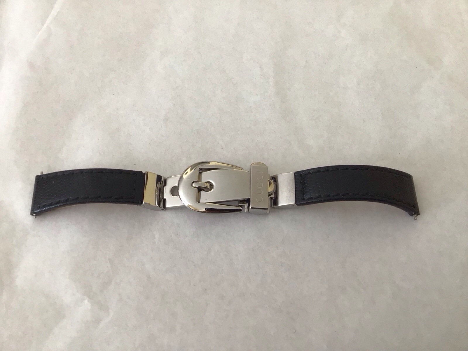 Gucci Watch Design Bracelet,black lather,s/s buckle,14mm.for model 6500L