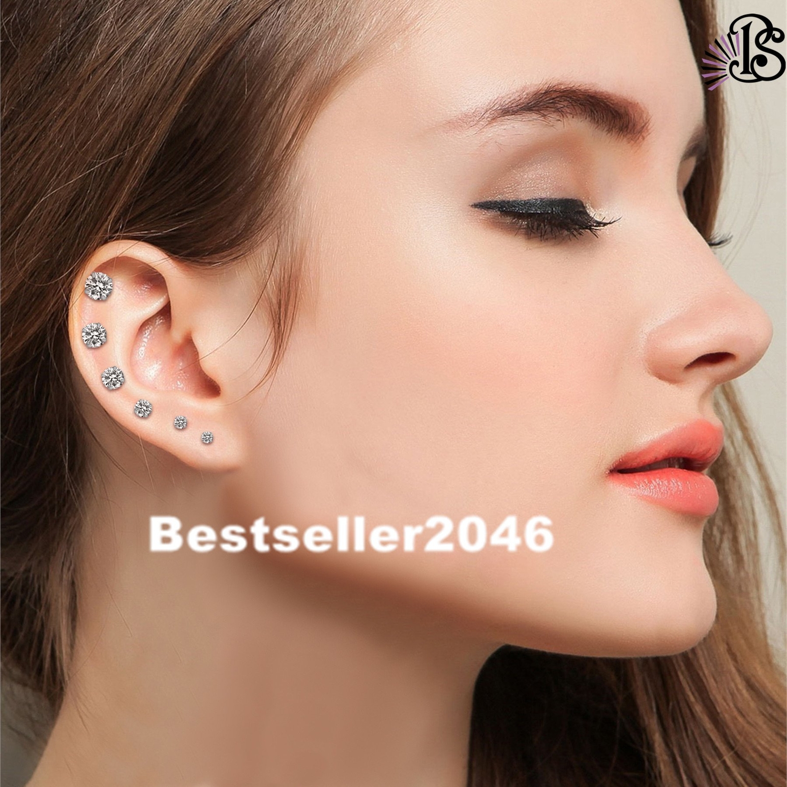 6 Pairs Stainless Steel Round Cubic Zirconia Stud Earrings Set for Men Women