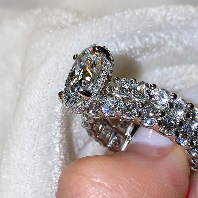 4.90Ct Oval-Cut VS1 Lab Grown Diamond Solitaire Wedding Set Ring Platinum 950