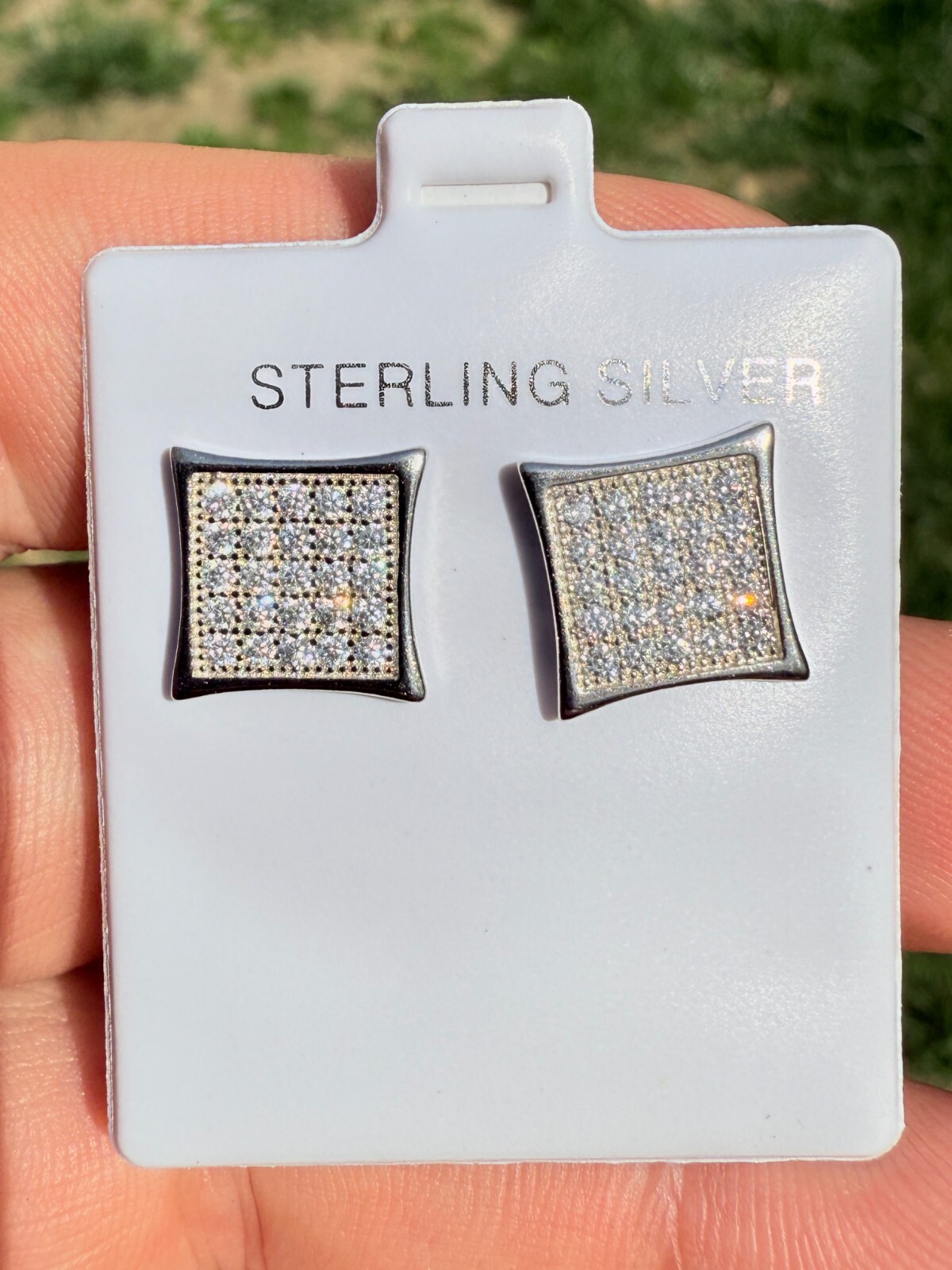Real 925 Sterling Silver Kite Earrings Iced CZ Screwbacks 11mm – WHOLESALE DEAL