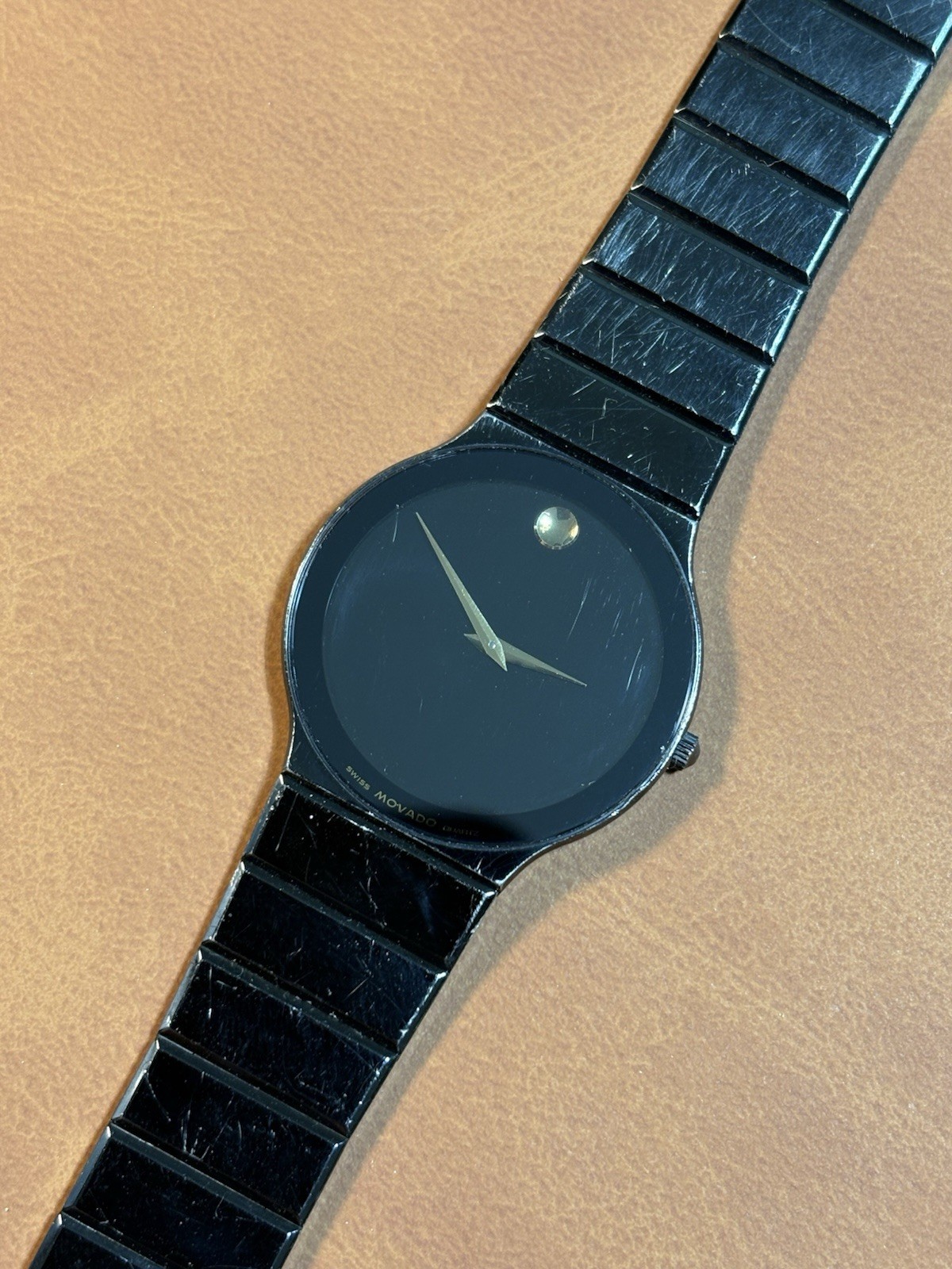 Movado Swiss Museum Women Ultra Thin 84-40-880-AP 32mm Black Watch,Runs