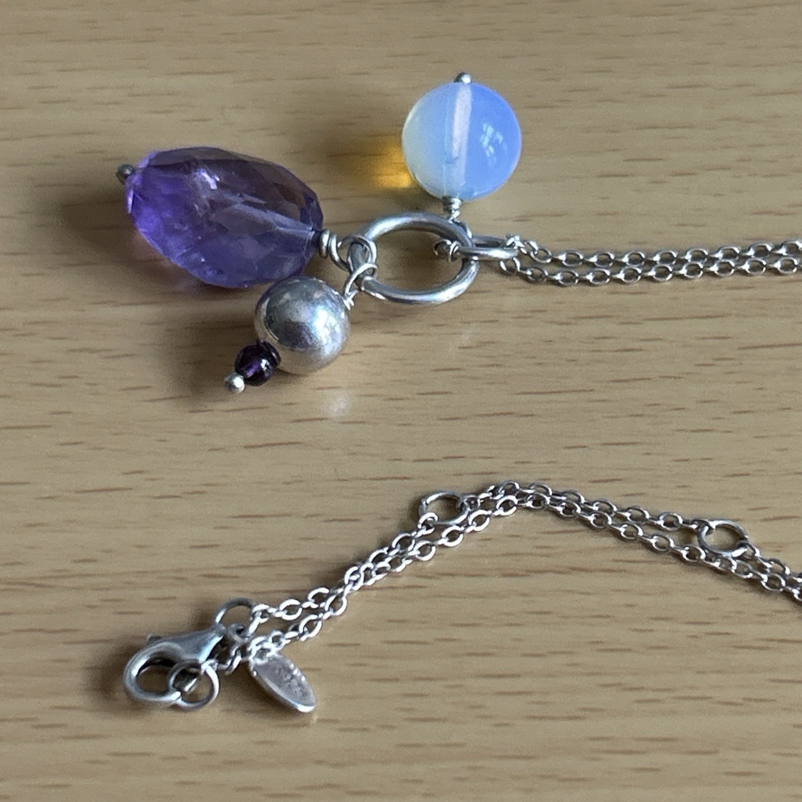 925 Silver Pendant : Charm Dangle Design On 43 Cm Chain/ Signed Soufeel