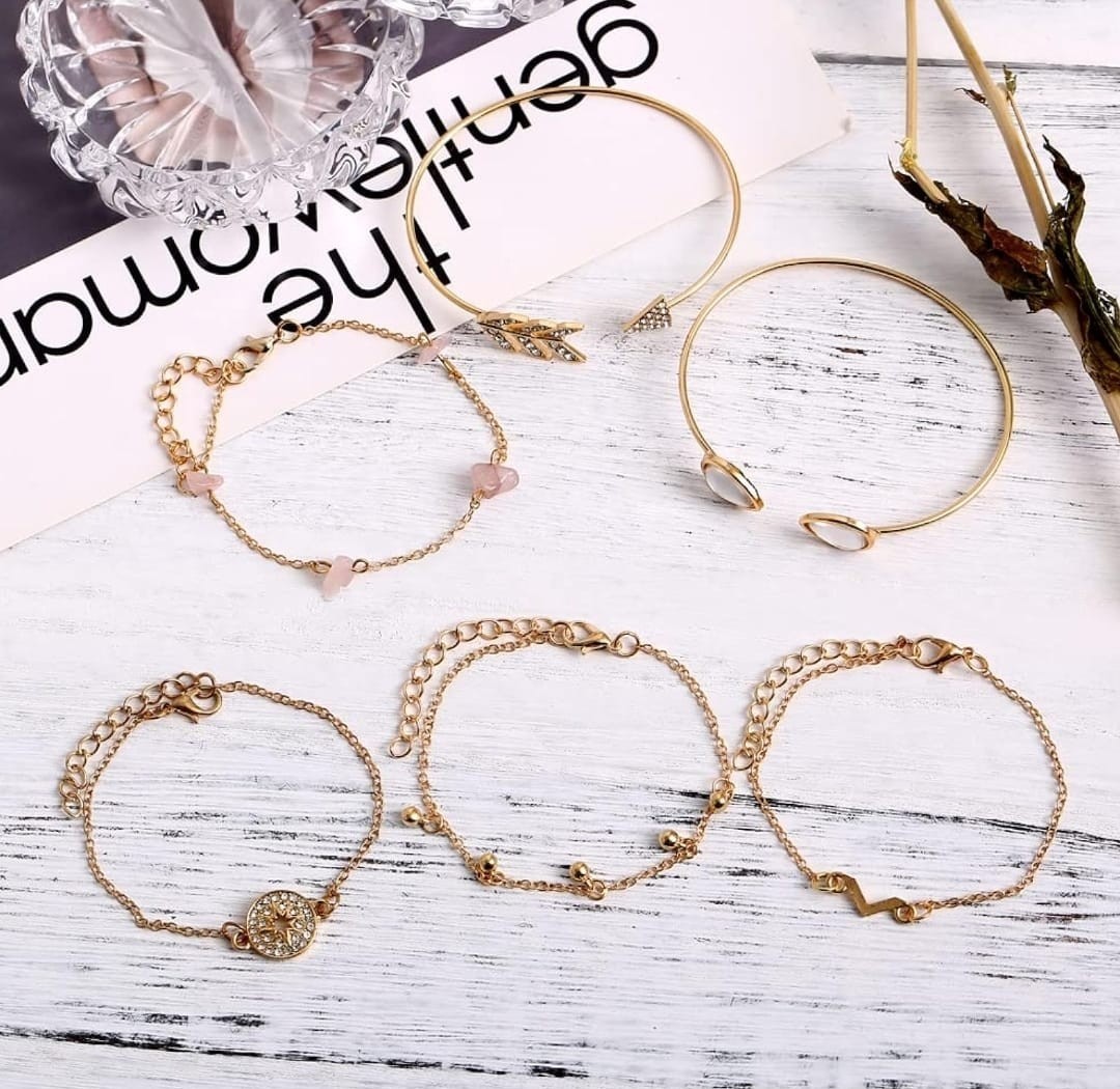 Indian bollywood gold plated multi layered charm bracelet for women and girls