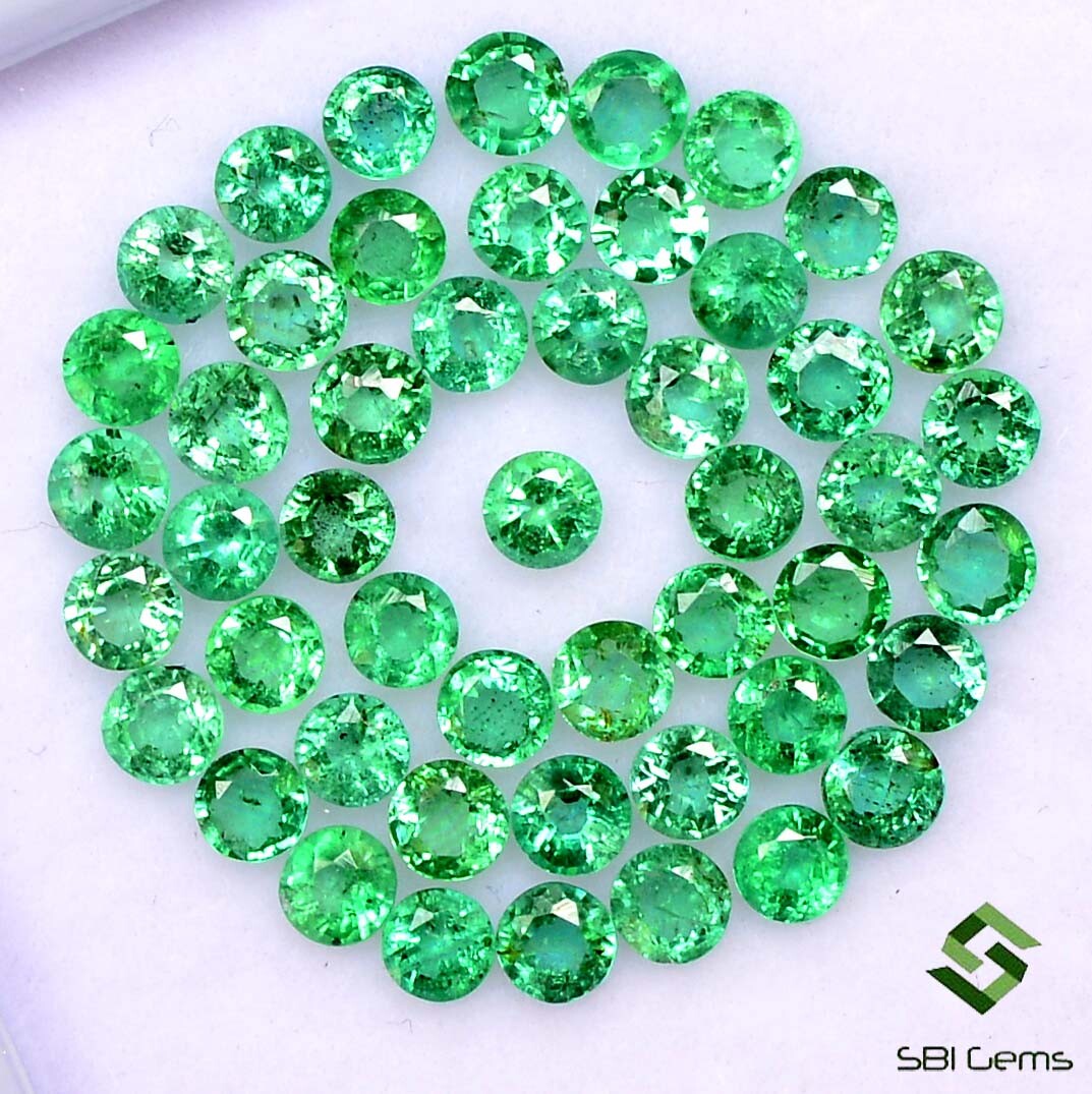 Natural Emerald Round Cut 2.50 mm Lot 50 Pcs Calibrated Faceted Loose Gemstones