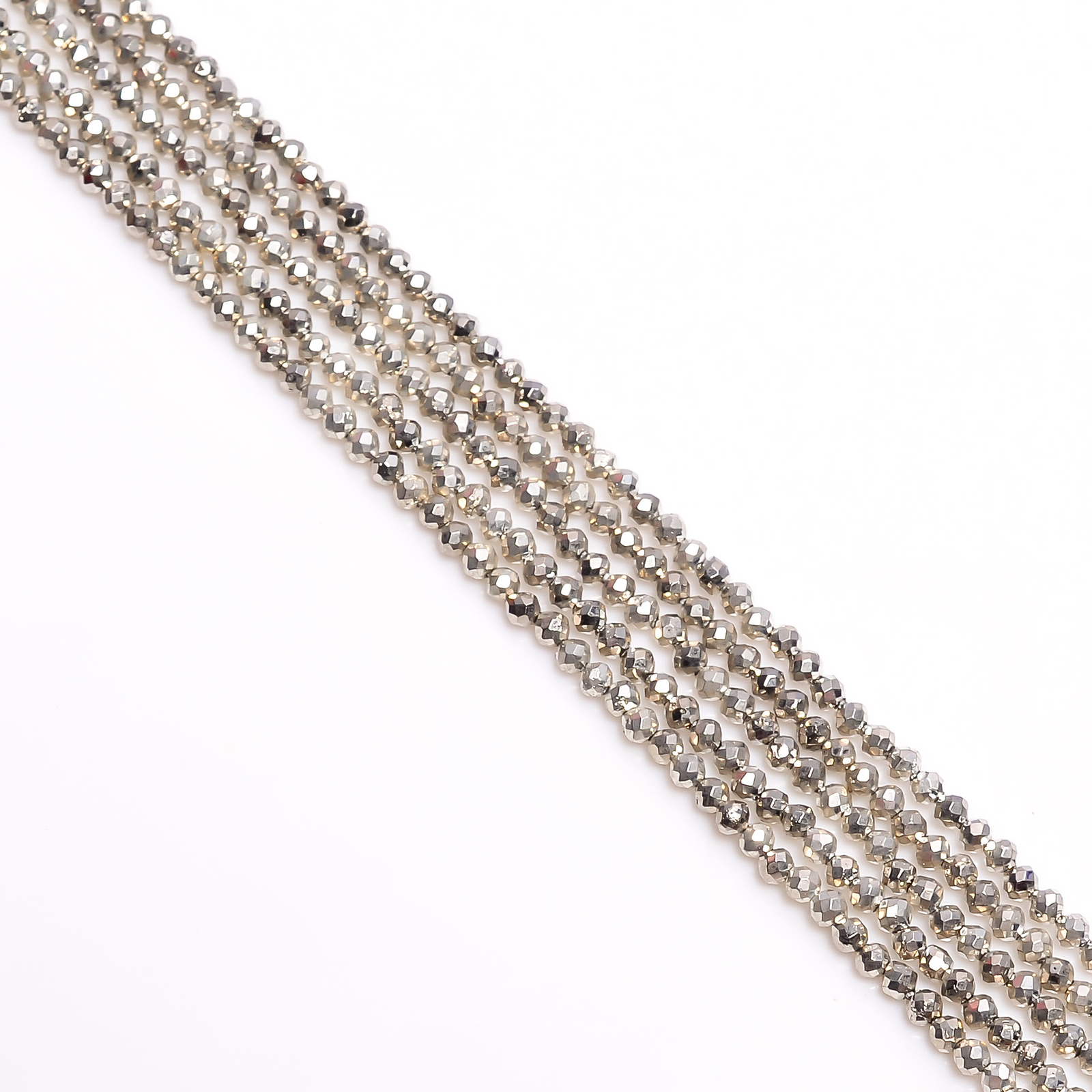 2.5 mm Natural Coated Pyrite Faceted Round Rondelle Beads 32 cm