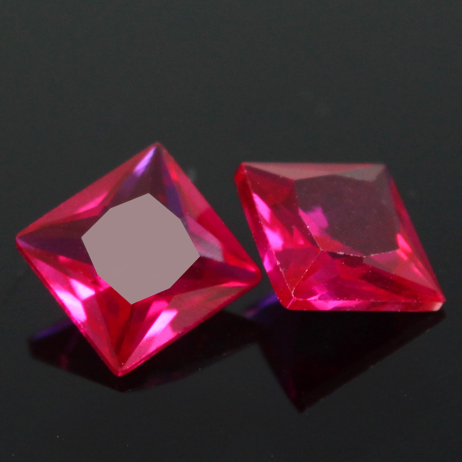 Natural Certified Mogok Pigeon Blood Red Ruby 11.00 MM Princess Pair Gemstone