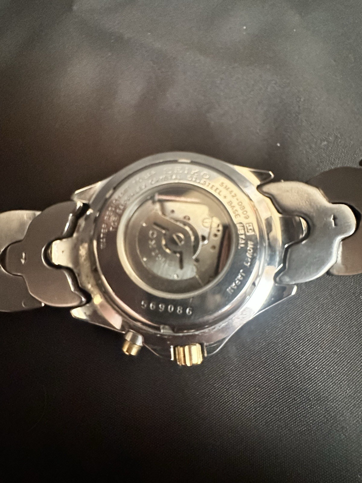 Seiko 5M42-0B00 Automatic Black Dial Day/Date Two-Tone SS Bracelet 100m