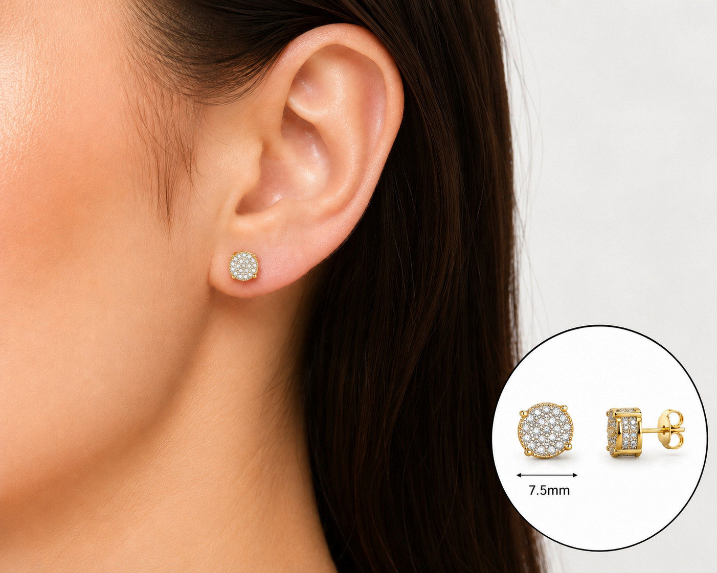 Iced Out Stud Earrings Gold Plated With Cubic Zirconia Hip Hop Jewelry Men Women
