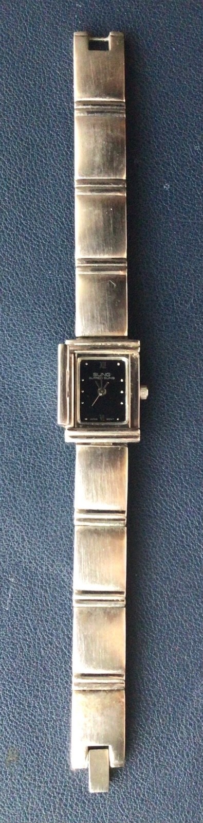 Alfred Sung Rectangular Flip-Cover | 7.25″ Women’s Silver Clasp Watch AS-1009
