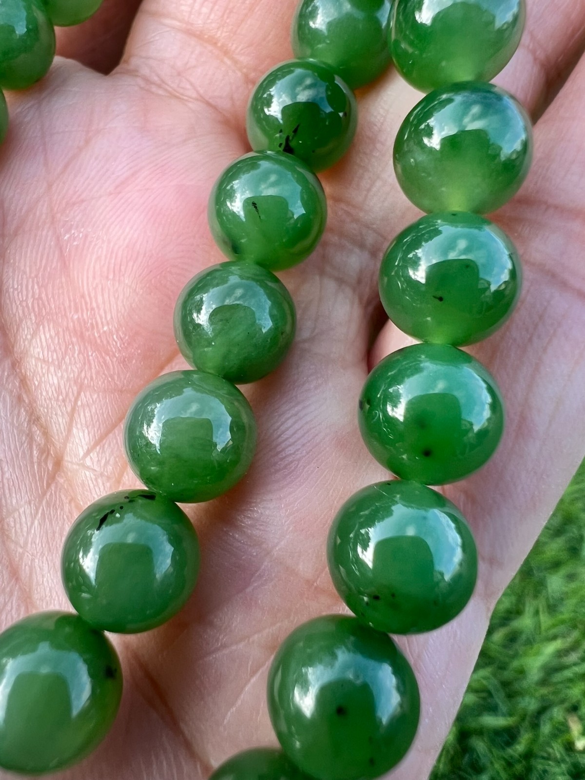 Rich Green 17″ Genuine Nephrite Jade 8mm Bead Necklace H141 3