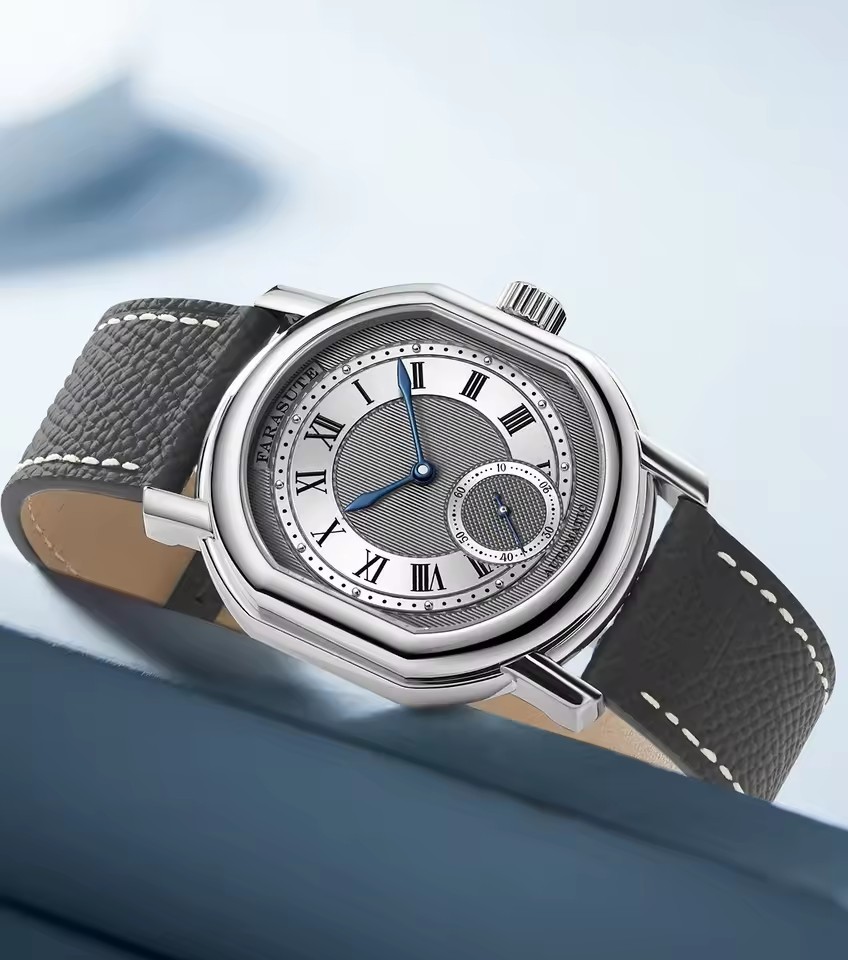 FARASUTE Men Automatic Watch 38mm Mechanical Wristwatch Oval Case Peacock Mov.