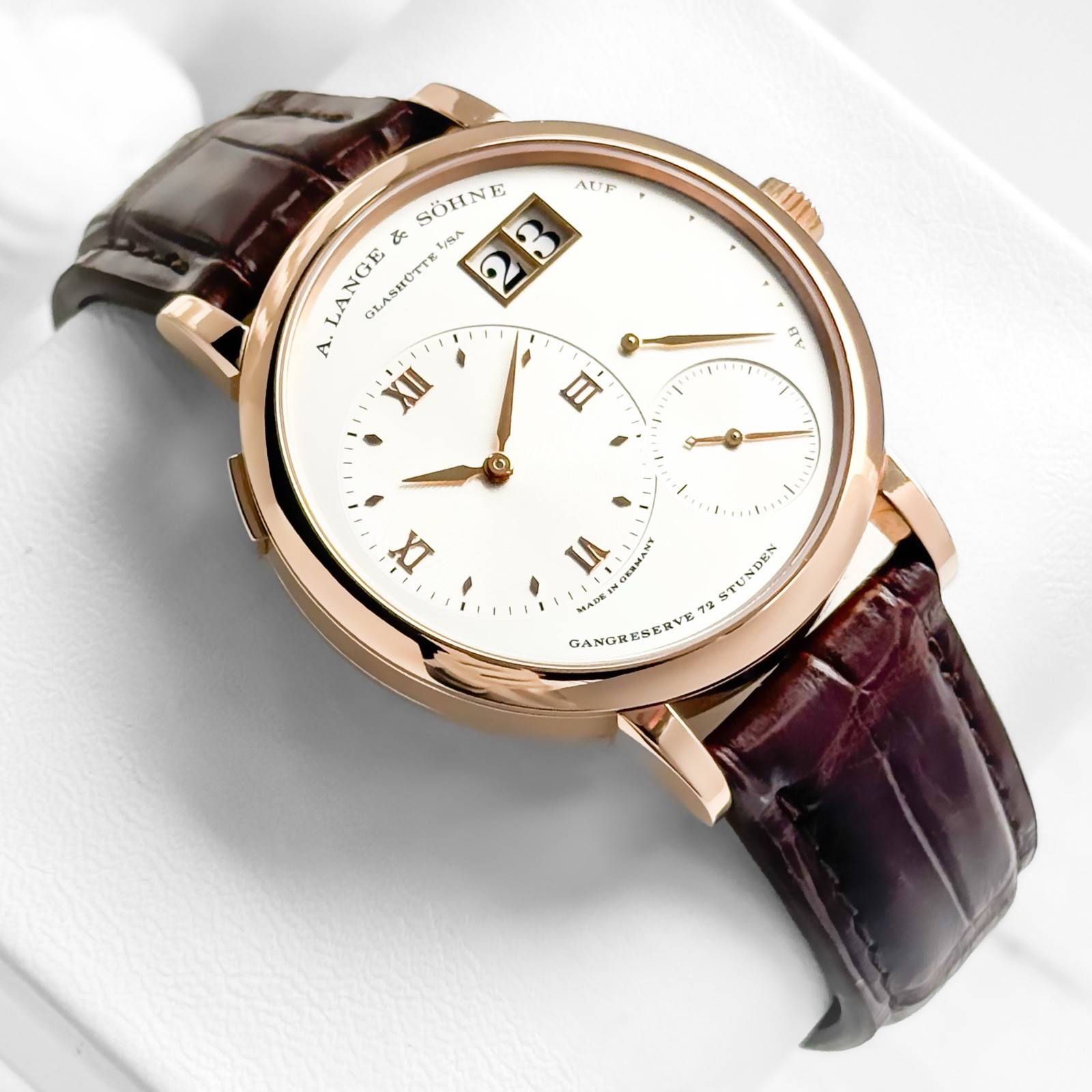 A. Lange & Sohne 41mm Grand Lange 1 117.032 Rose Gold Silver Dial