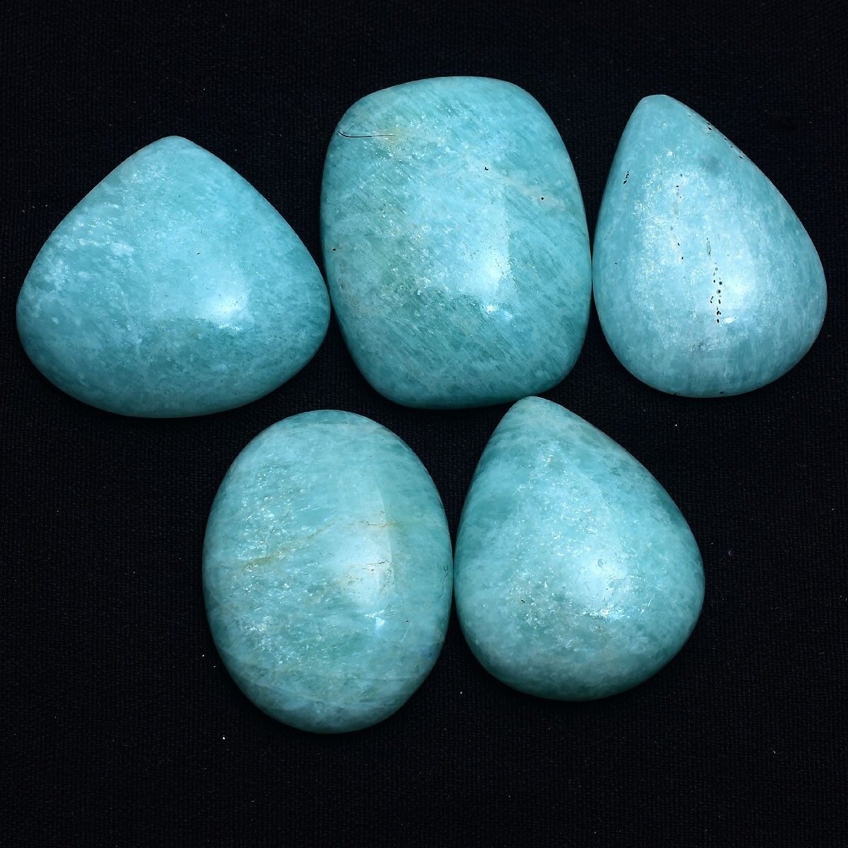 5 Pcs Natural Amazonite Untreated 25mm-29mm Cabochon Glossy Loose Gemstones Lot