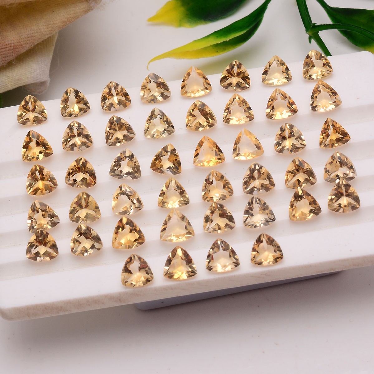 VVS 22 Pcs Natural Citrine 6mm Trillion Cut Dazzling Yellow Huge Loose Gemstones