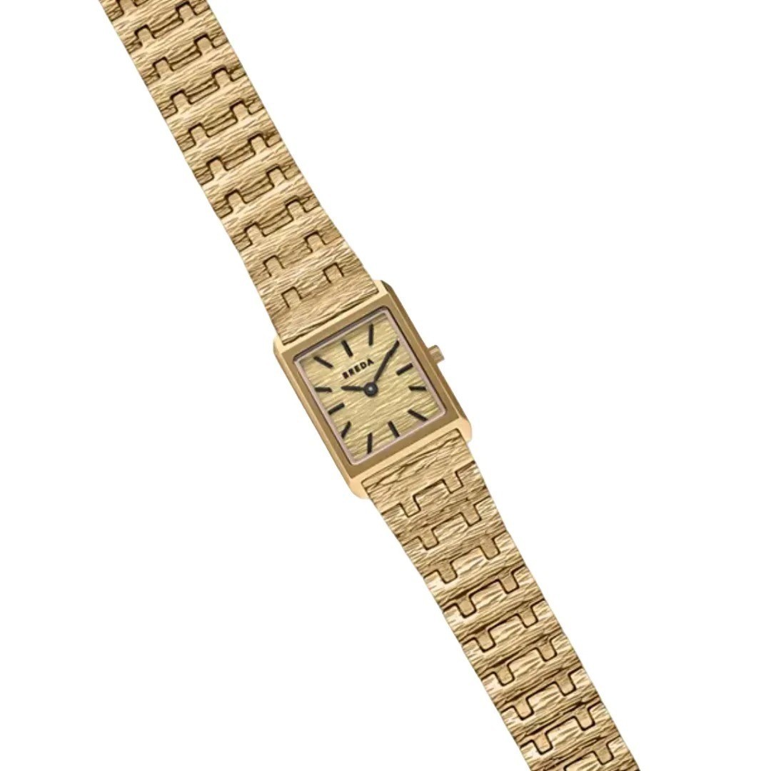 BREDA Revel Rectangular Virgil (Revival) Watch 20mm Textured Link 1746C NIB $185