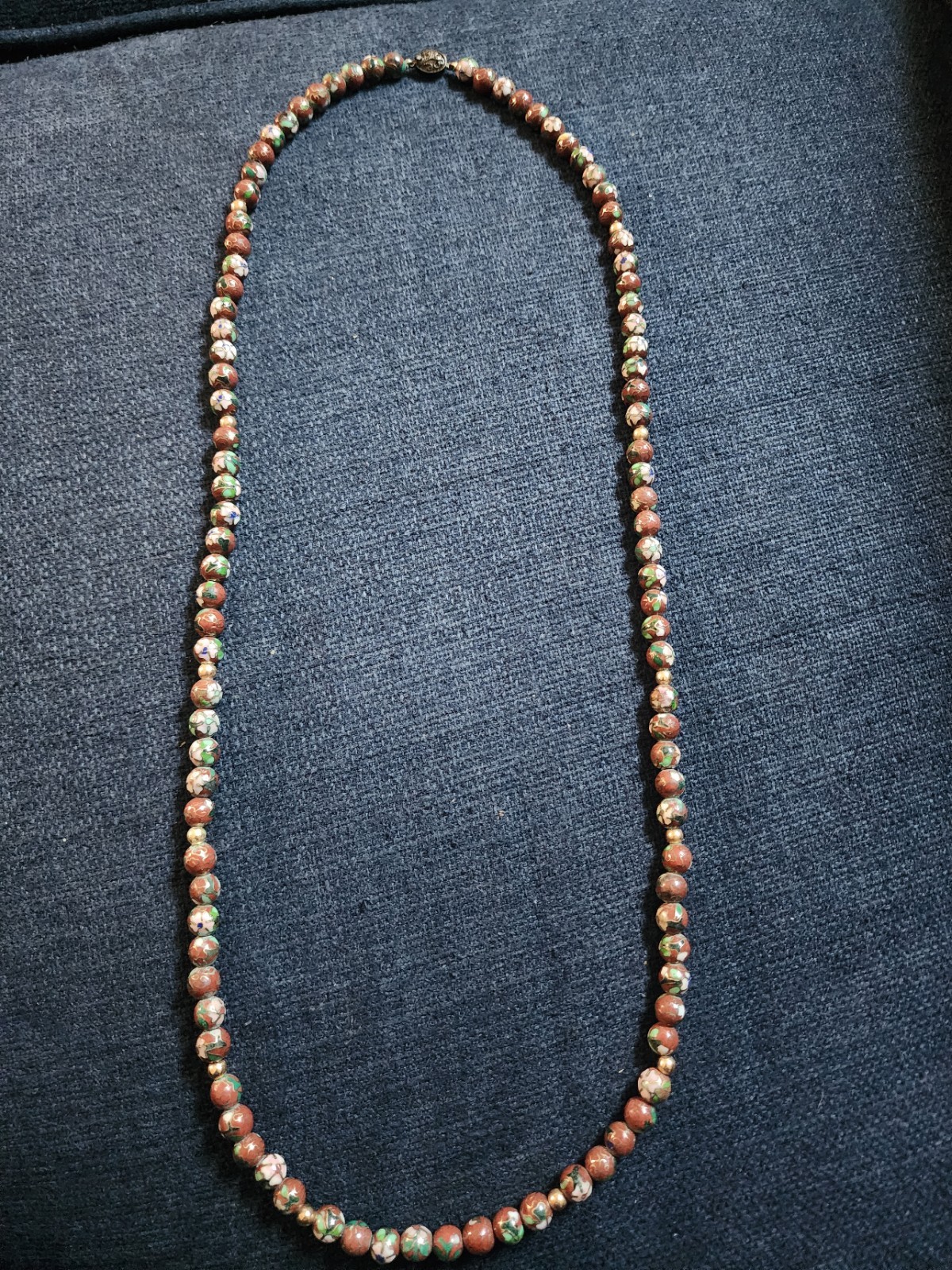 vintage chinese cloisonne bead necklace With Silver 925 Clasp