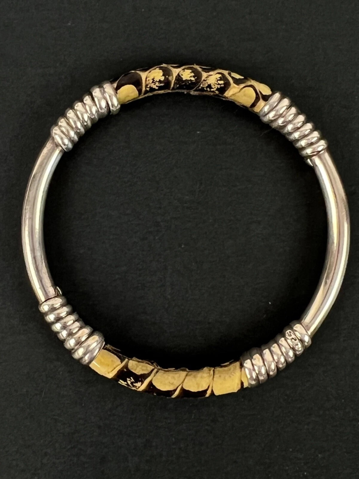 Vintage Taxco Mexico Sterling 925 Silver Snake Skin Bangle Bracelet