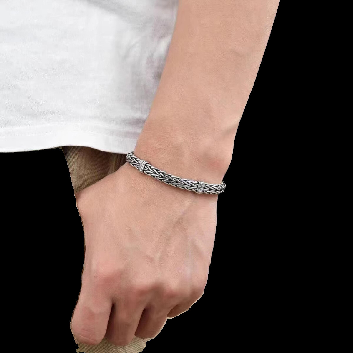 18/20/22cm Silver Plated Bangle Bracelet Chain Popular Vintage Jewelry Mens HOT