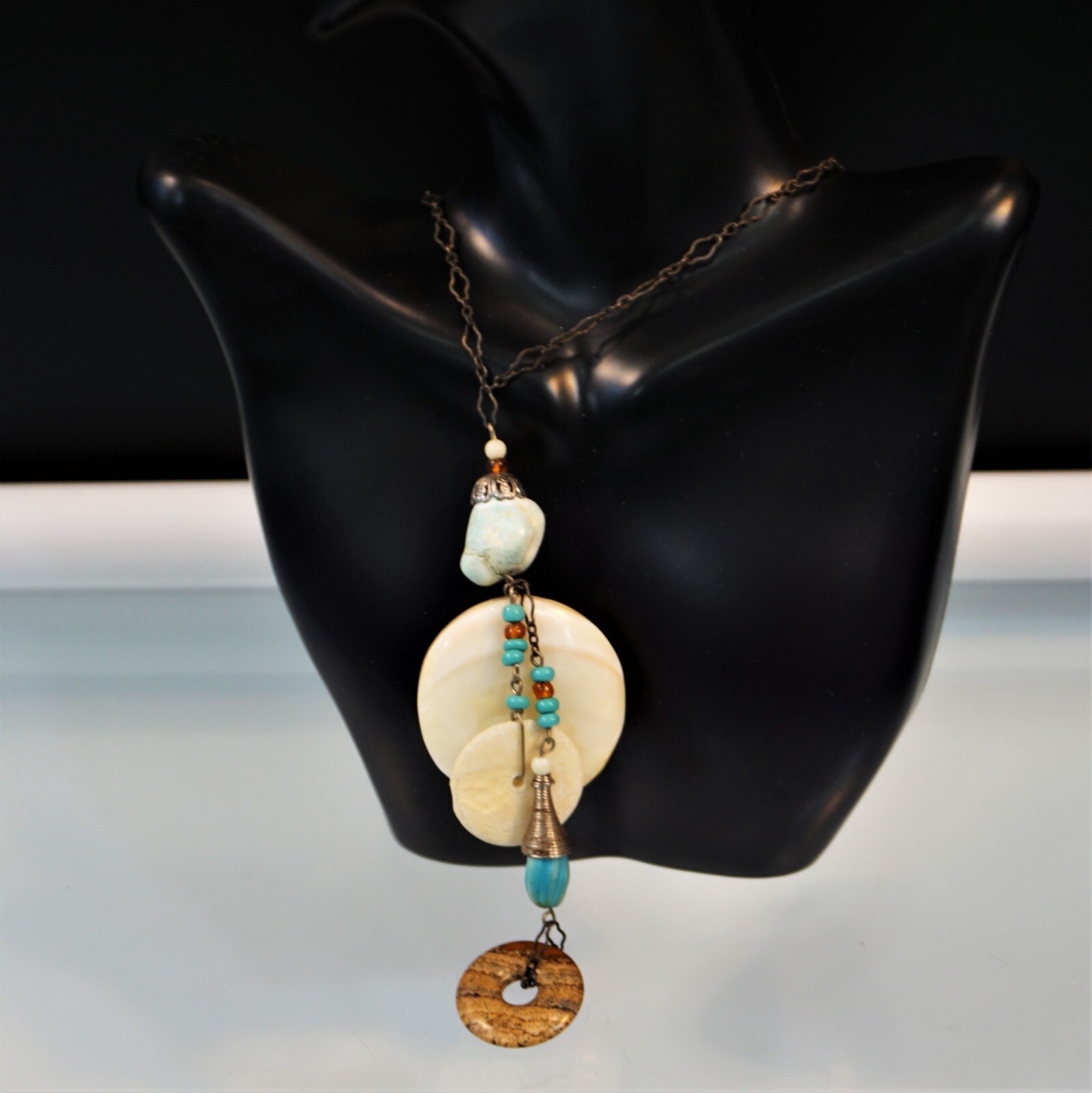 Vintage Iris Lane Necklace 1980s Designer Signed Beach Boho One of a Kind