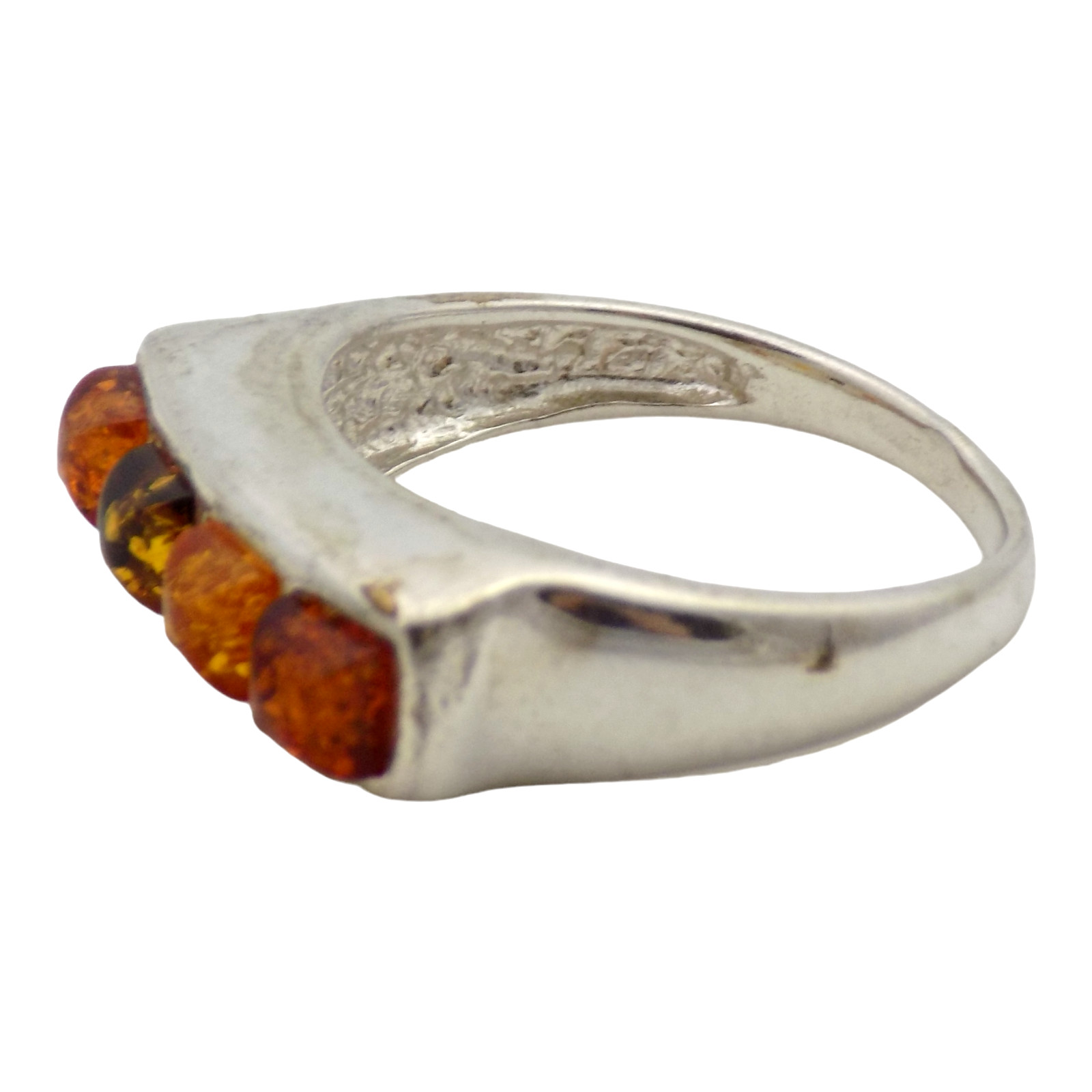 SIGNED STERLING 12.3MM MULTICOLOR BALTIC AMBER SIZE:9 RING 5.1GR #3115