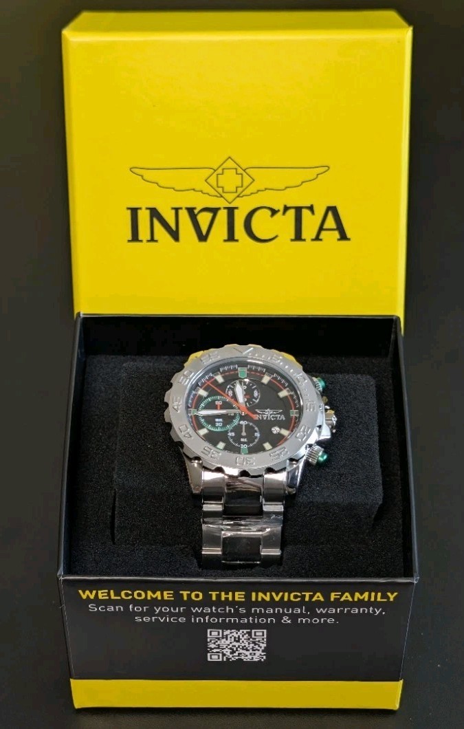Invicta Pro Diver Men’s Watch (Model 50244) – Black Dial w/ I-Size Bracelet 54mm