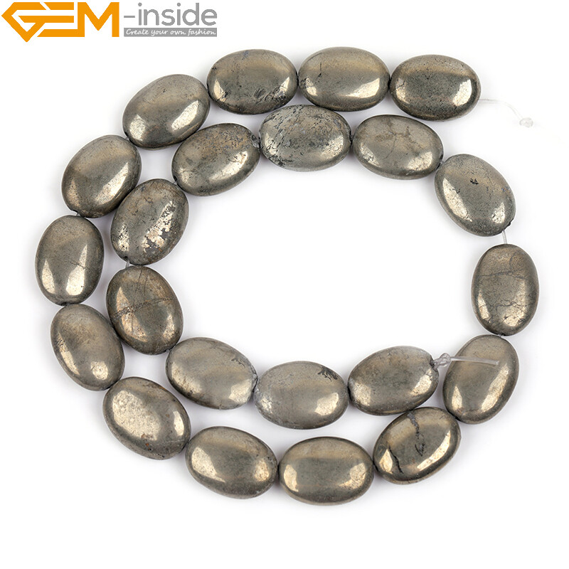 Natural Coin Freeform Pyrite Beads Gemstone Oval Beads For Jewelry Making 15″