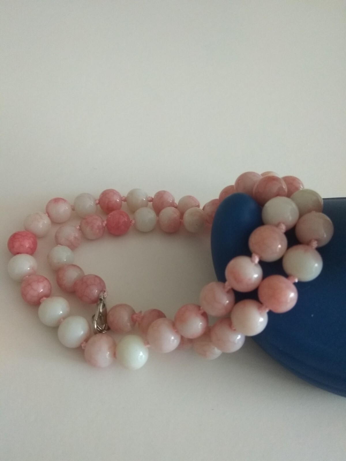 Natural 8mm multi-coloured Light Cherry Pink Jade gemstone beads necklace 17″