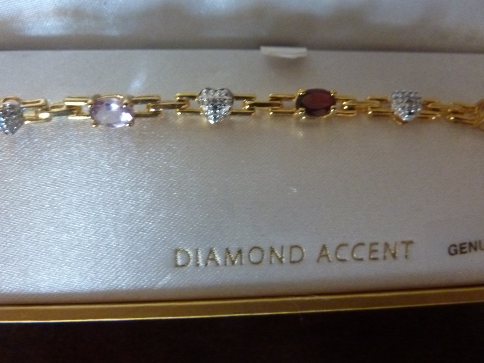 Tennis Bracelet, 18k Gold over sterling Ruby and diamonds w lobster claw close