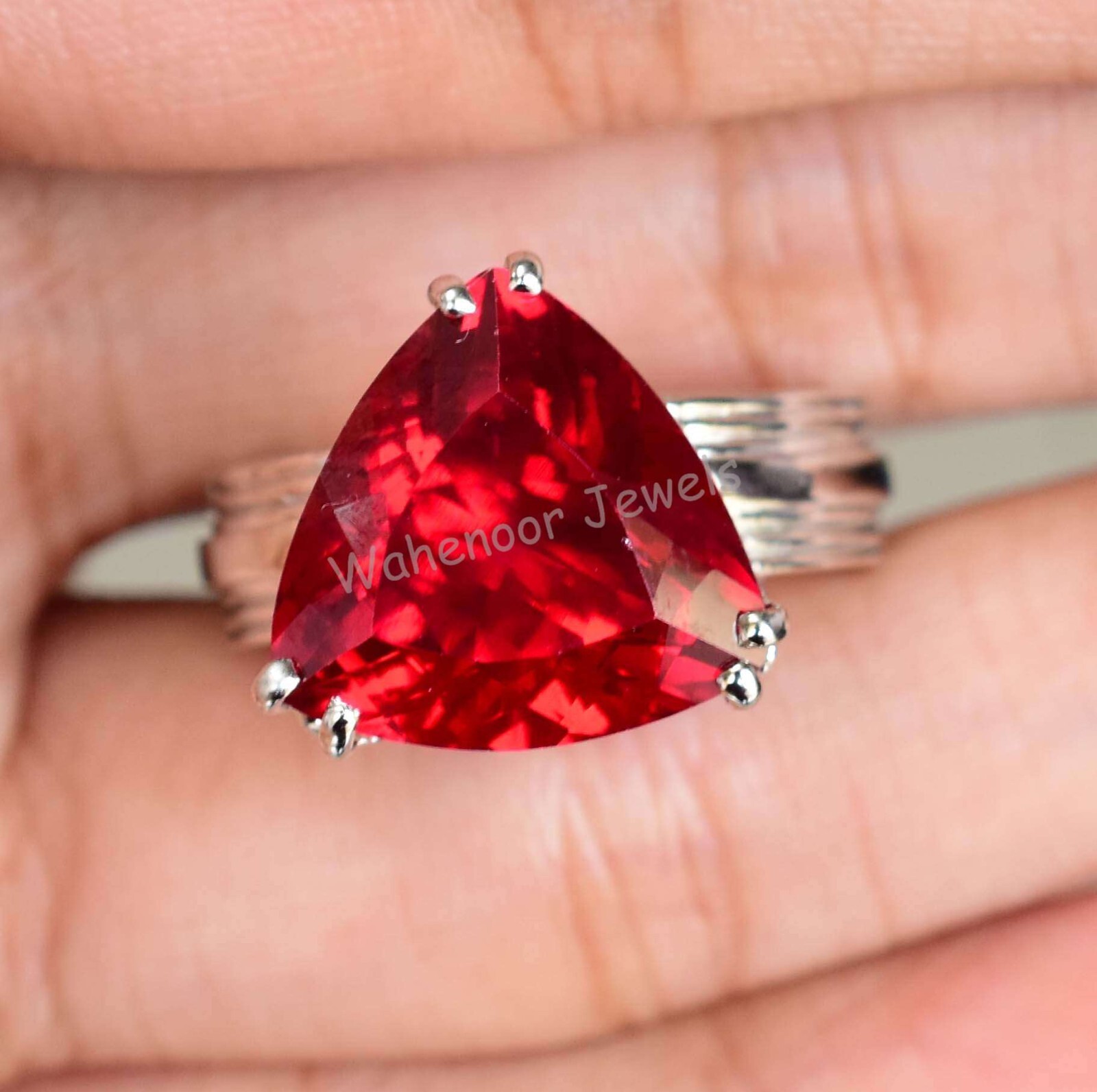 925 Sterling Silver Ring Natural Ruby 15 MM Round Wedding Ring CERTIFIED
