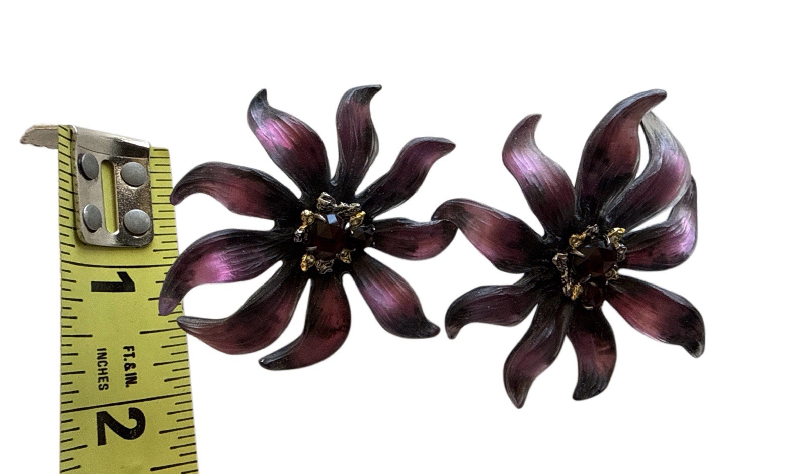 ALEXIS BITTAR Climber Lucite Flower, Enamel & Crystal Earrings (Burnt Fleur)