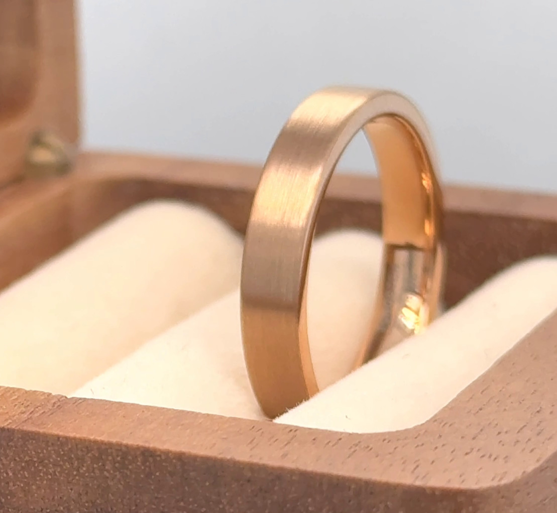 Stackable Women Promise Band Rose Gold Tungsten Engraved Ring Fiancé Gifts
