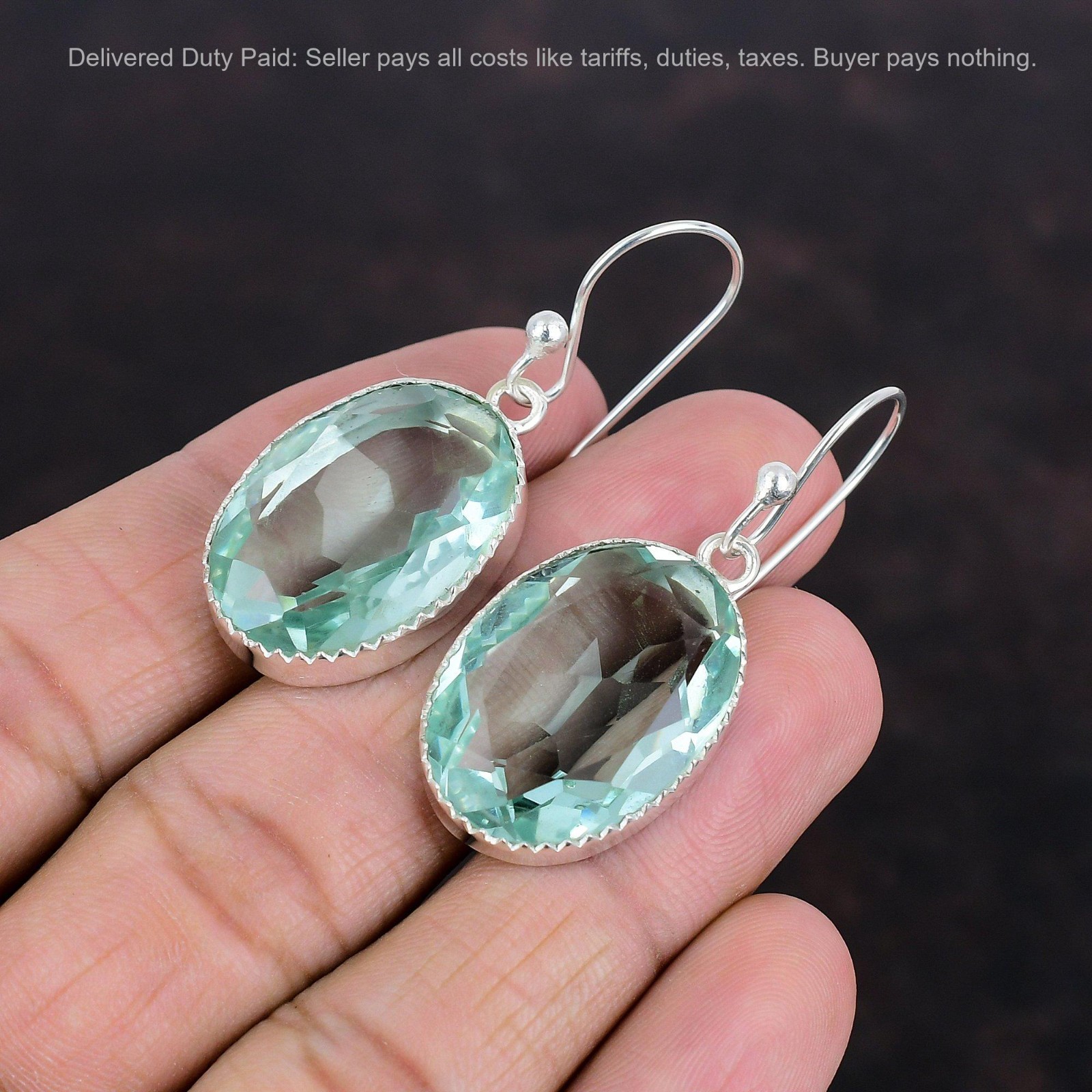 Apatite Stone 925 Sterling Silver Dangle Drop Daughter Hook New Earrings Jewelry