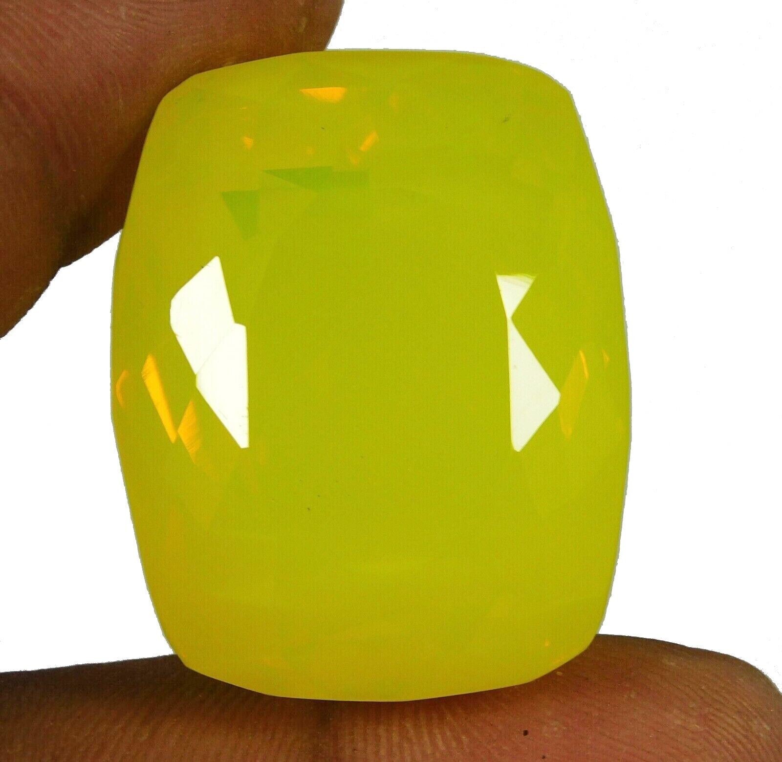 Certified 69.41 Ct Natural Neon Yellow Fire Opal Cushion Cut Untreated Gemstone
