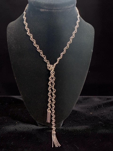 Tiffany & Co. 18k White Gold Fringe Tassel Lariat Necklace