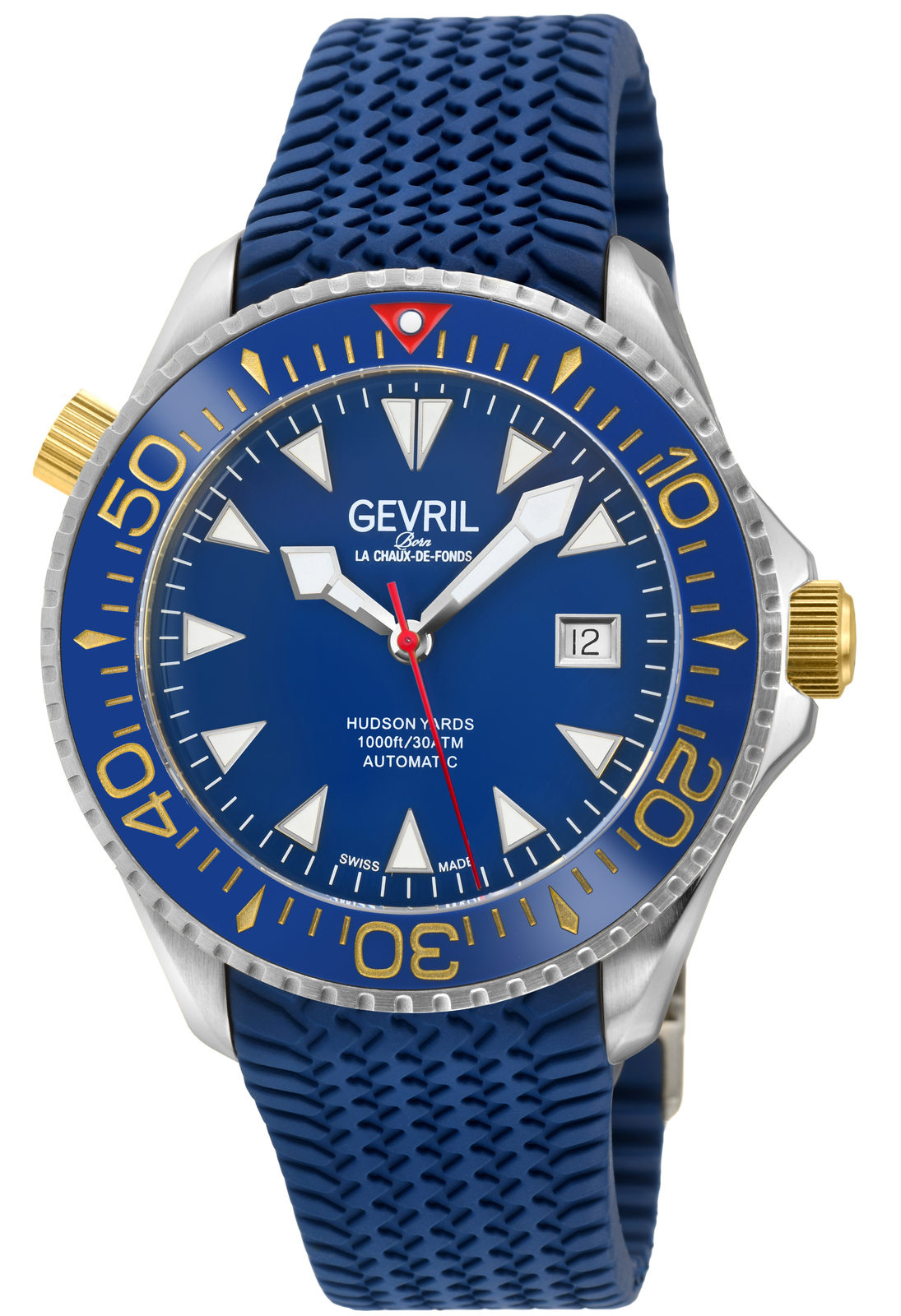 Gevril Men’s 48803R Hudson Yards Diver Swiss Automatic SW200 Ceramic Bezel Watch