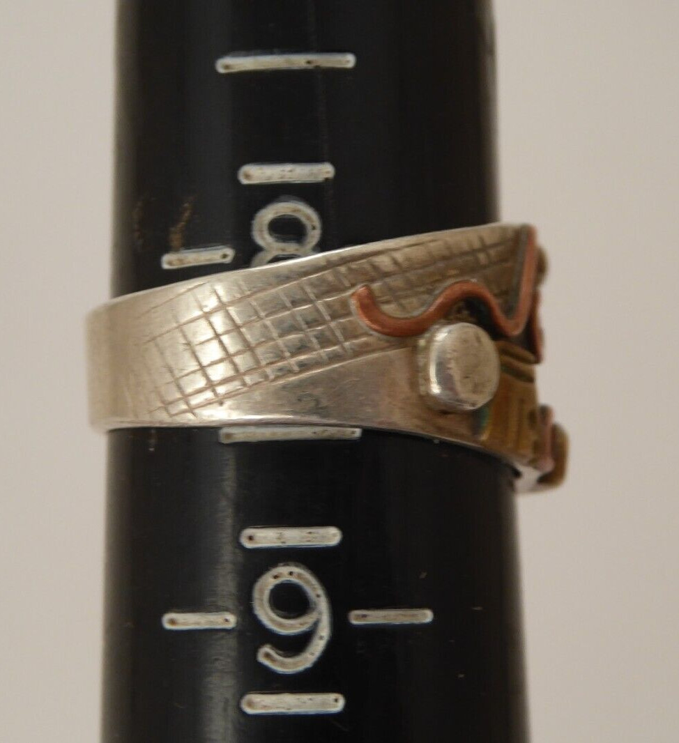 Sterling Silver Whytewind Ring Post Modern Mixed Meta Size 8.25 Signed
