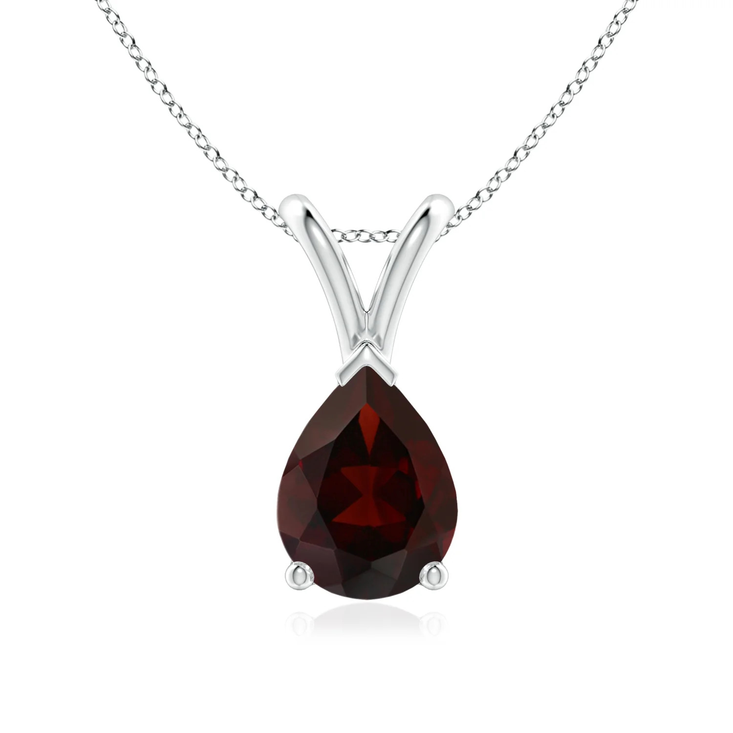 Angara Natural V-Bale Pear-Shaped 1.3 ct Garnet Solitaire Pendant in Silver