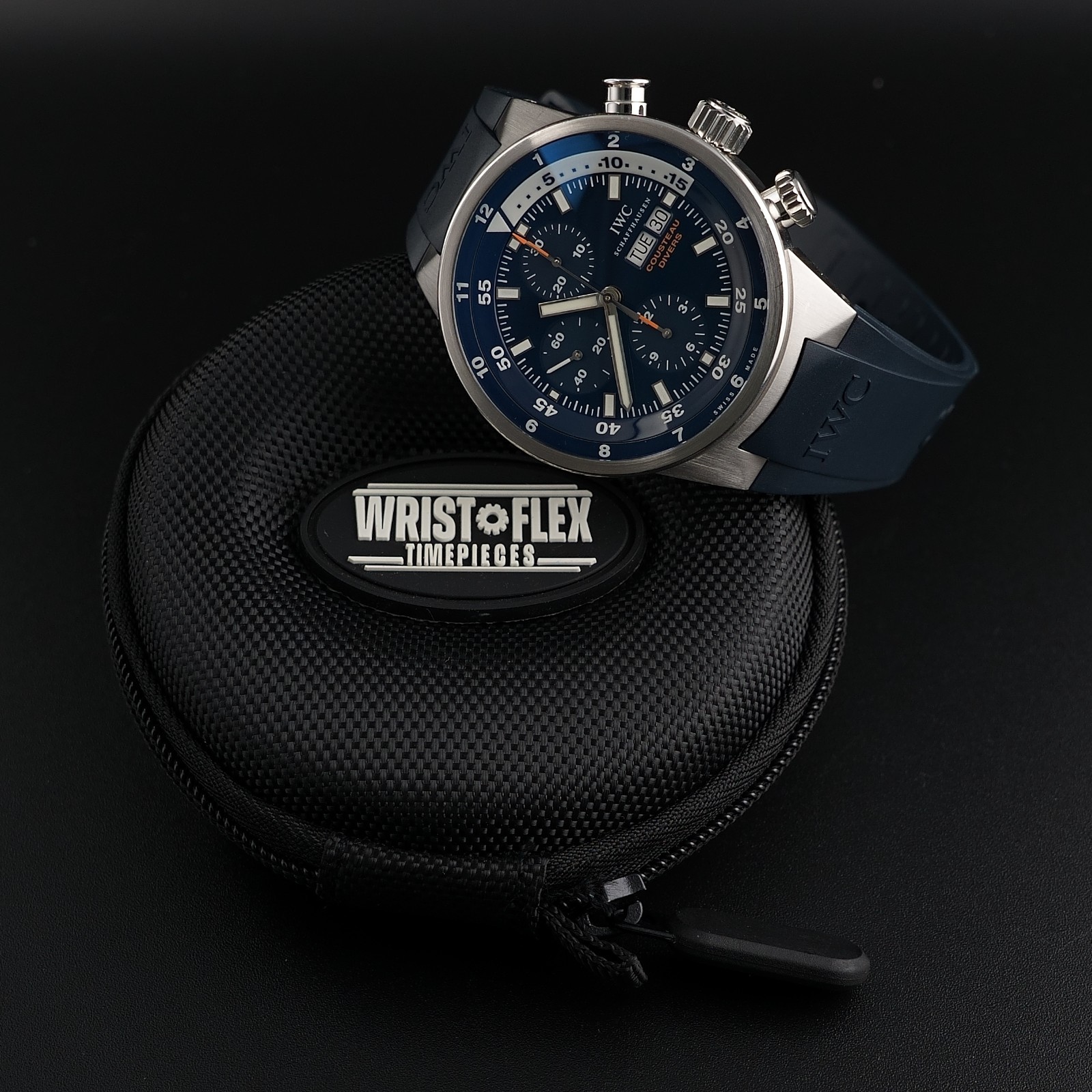 IWC Aquatimer Chronograph – 44mm Cousteau IW378201 – Blue Dial – Wood Inlay