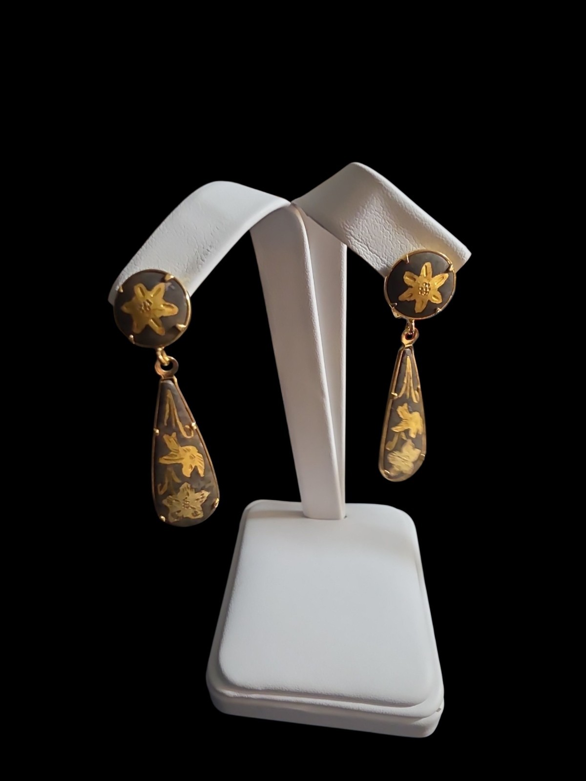 Vintage Damascene Pierced Earrings Lot Of 2
