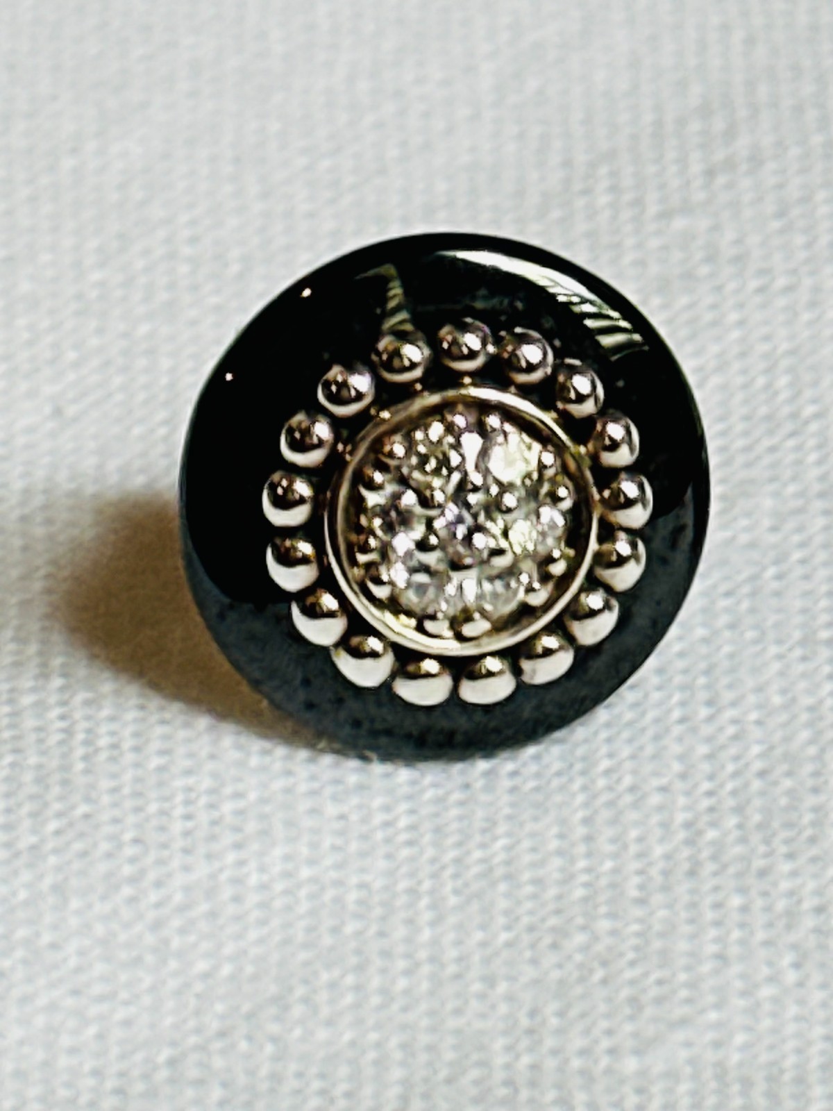 LAGOS Black Ceramic Sterling Silver and Diamond STUD Earrings