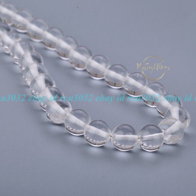 Natural 10mm Clear Rock Crystal Smooth Round Gems Beads Handmade Necklace 18″