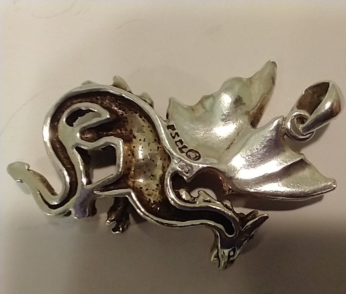 .925 Dragon pendant Medieval style Peter Stone designed with great detailing