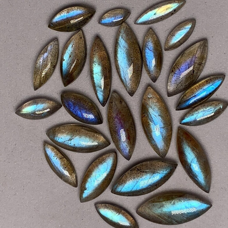 AAAAA Excellent Labradorite Lot Marquise Shape Cabochon Blue Fire 4×10-8×18 MM