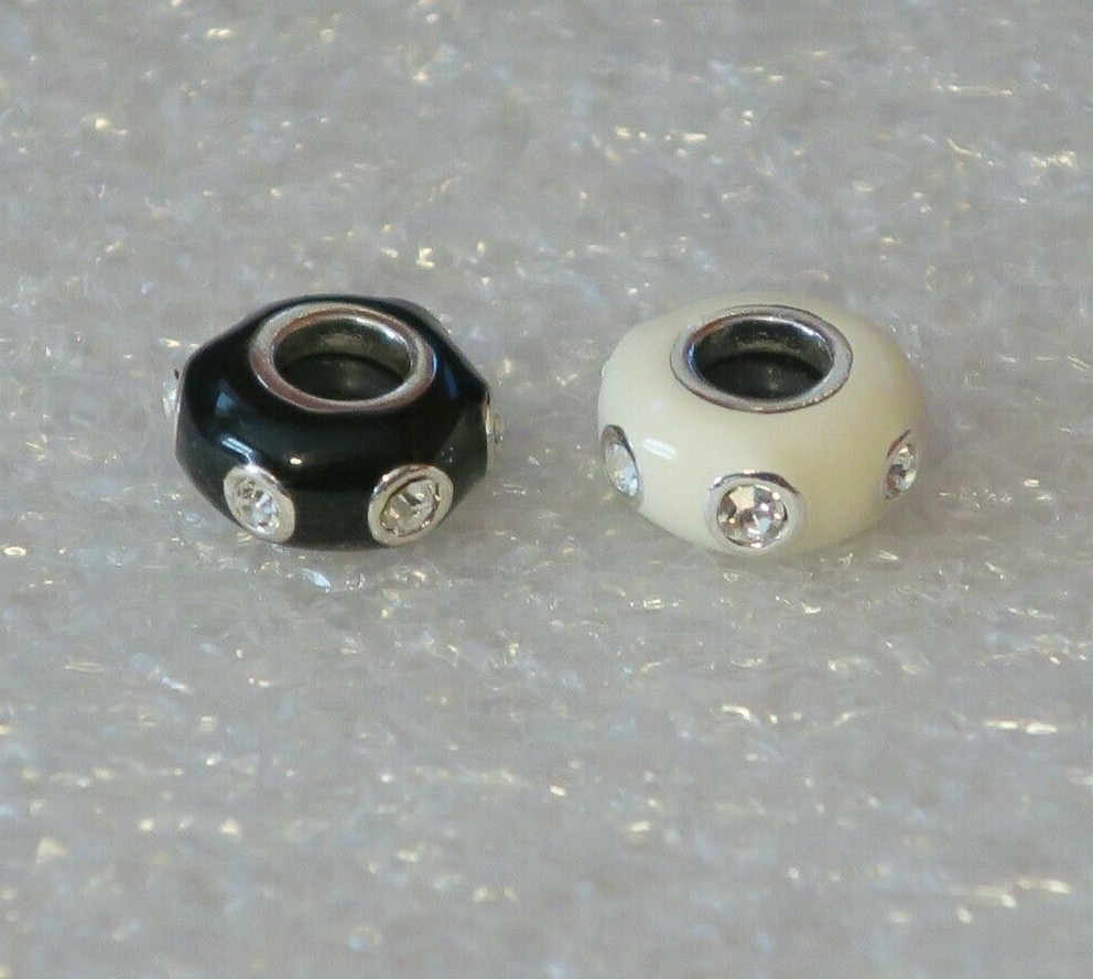 NEW DaVinci Beads & Charms Interchangeable Jewelry – Black & White CZ Stoppers