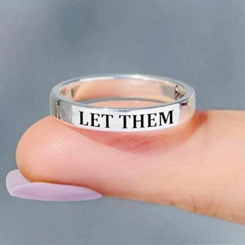 Let Them Ring Inspirational Quote Engraved Band Rose Gold Minimalist Jewelry
