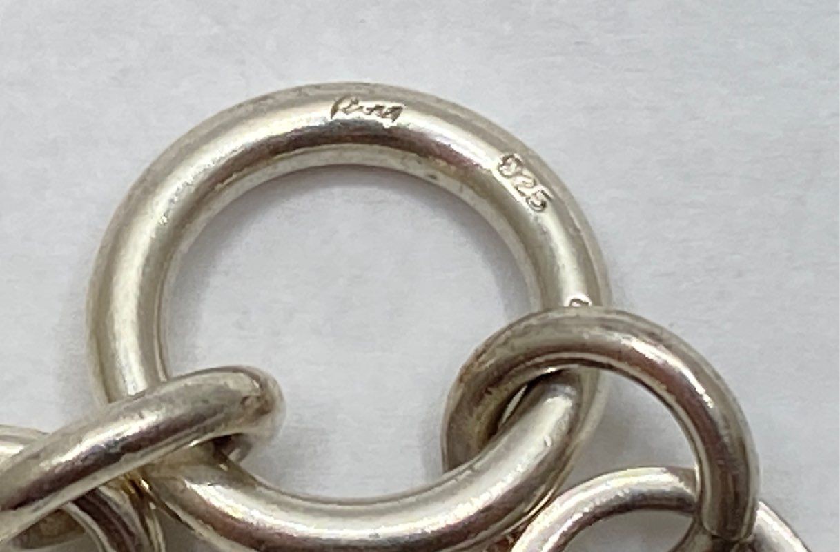 Sterling Silver 925 Heart Charm Toggle Bracelet RM India 7.5″ 30.0g