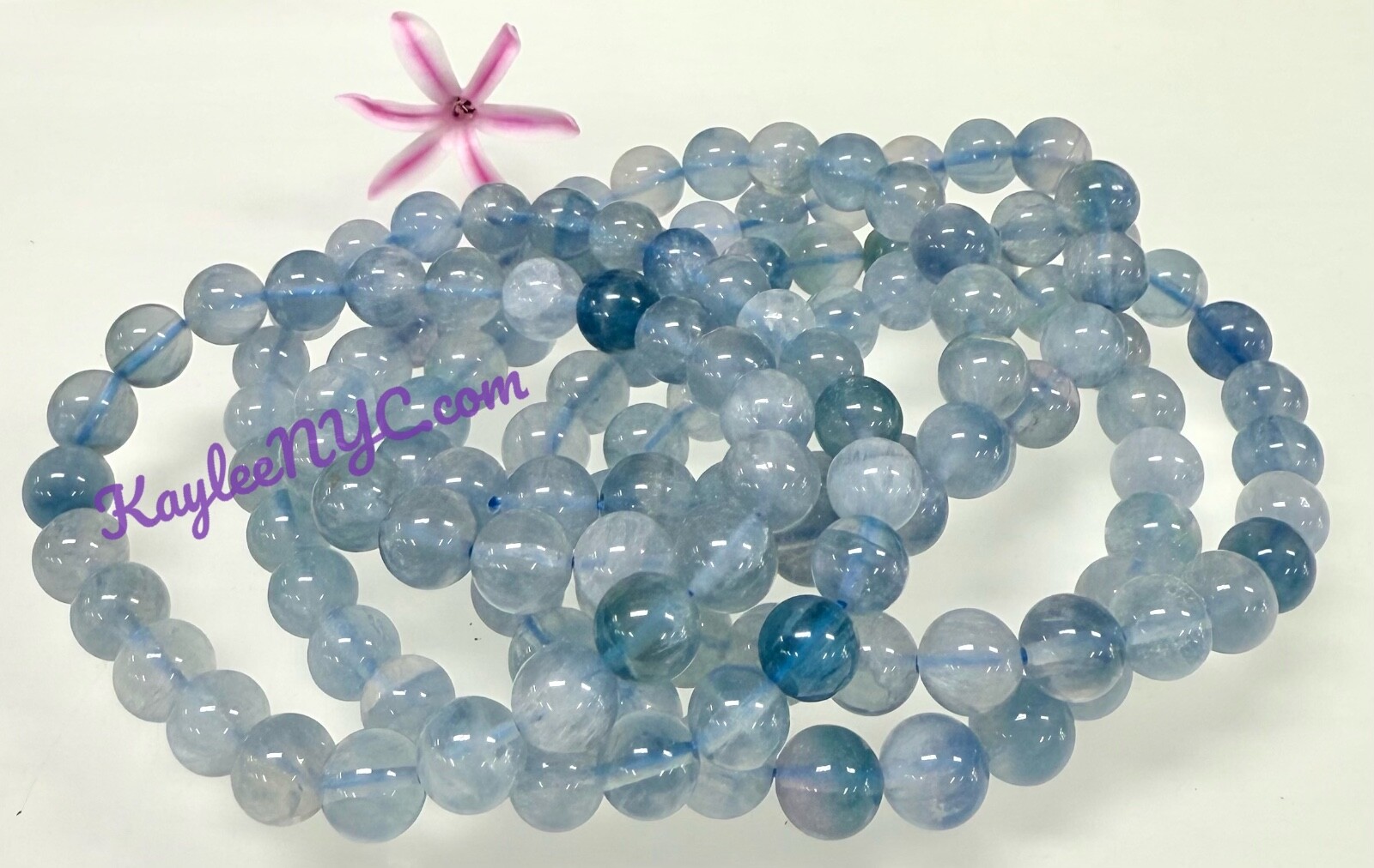 Wholesale 6 Pcs Natural Blue Fluorite 8mm 7.5” Crystal Healing Stretch Bracelet