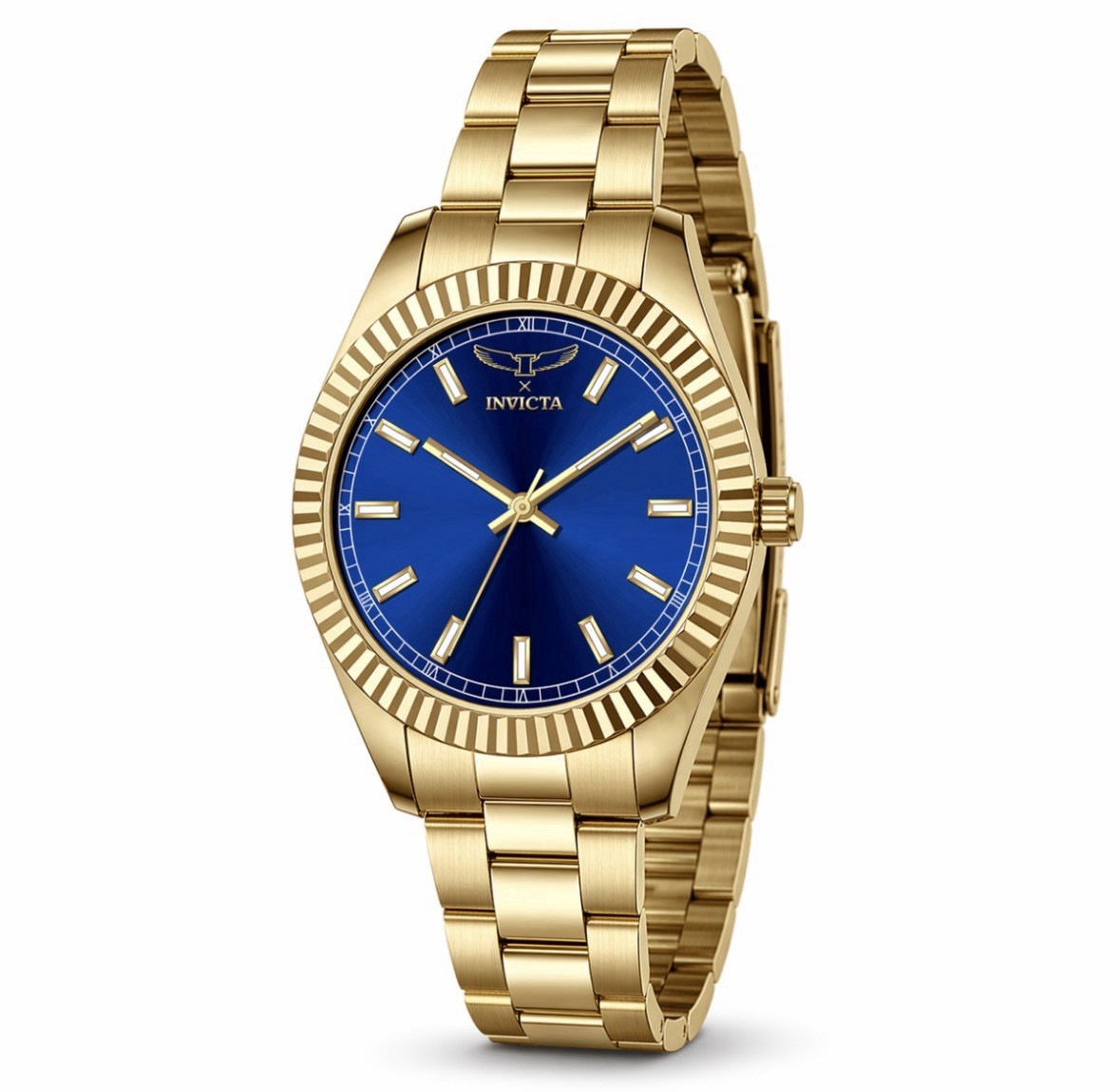 Invicta Specialty I 69007 Men’s 40mm Gold Tone Blue Dial Quartz Watch NWT