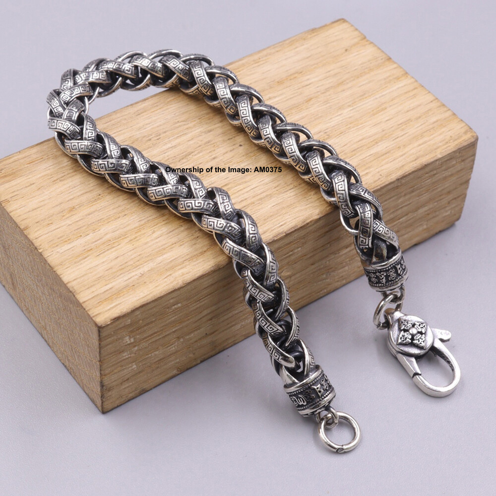 Real 925 Sterling Silver Bracelet Men Women 7mm Wheat Link Chain 7.87inch